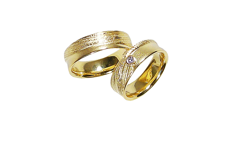 05163+05164-wedding rings, gold 750 with brillant